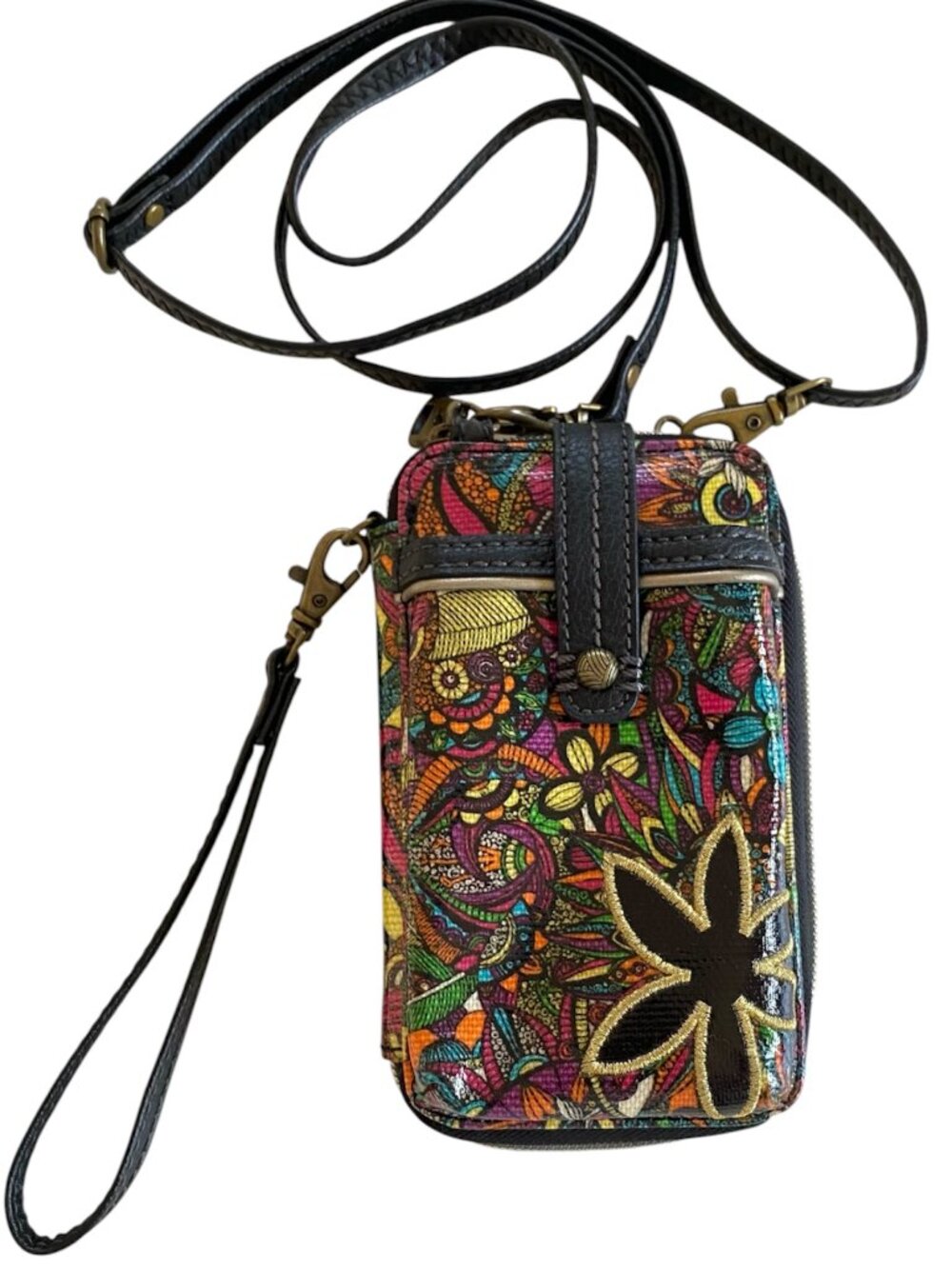 Sakroots Rainbow Spirit Coated Canvas Smartphone Wristlet Crossbody Wallet
